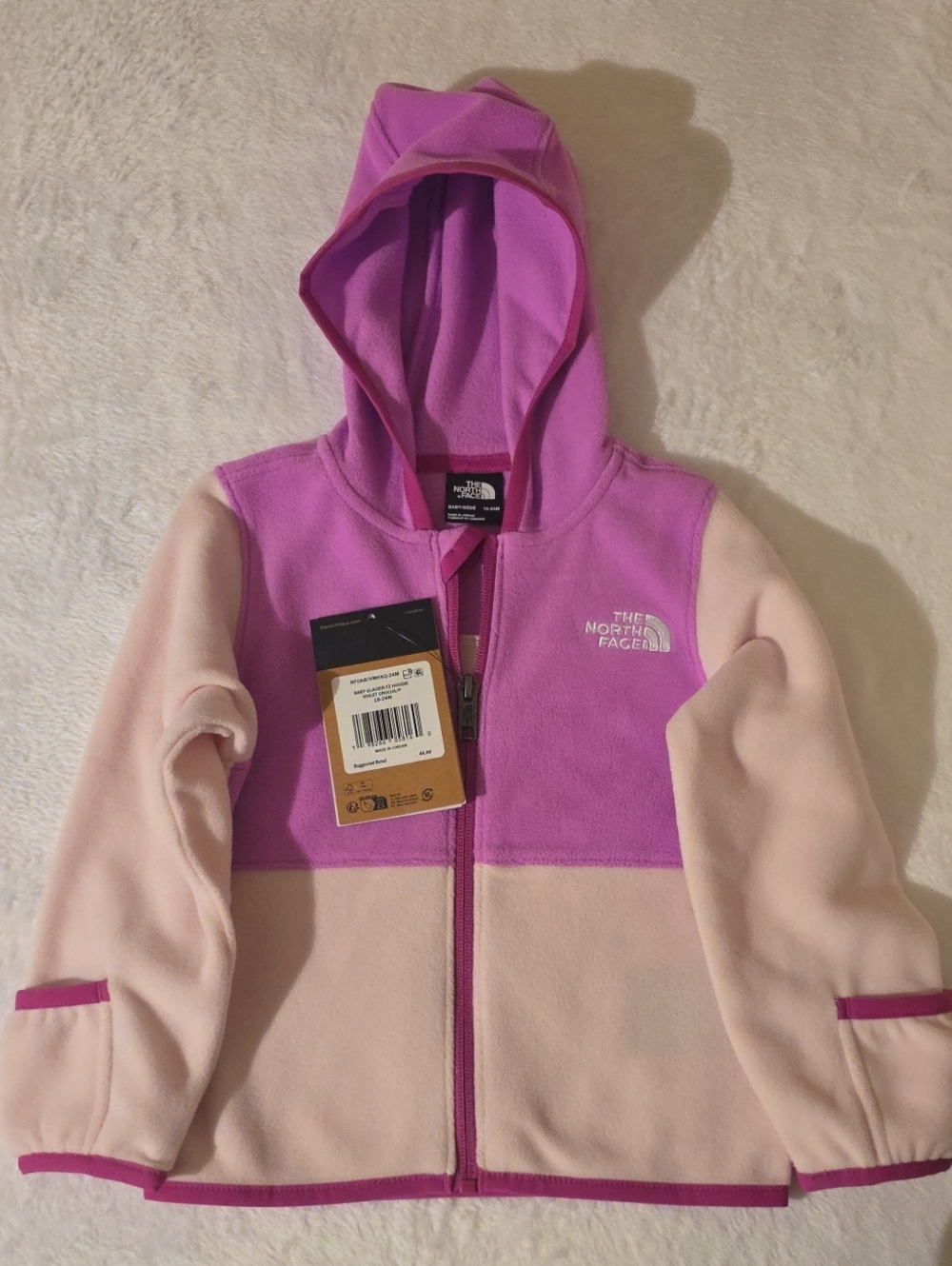 The North Face Kids' Two-Tone Pink Hooded Fleece Jacket